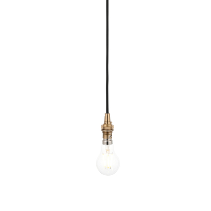 Aftonview Cable Set Pendant light Brushed aged brass plate & black braided flex
