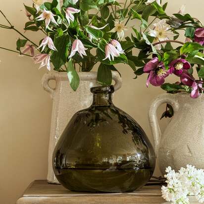 Simplicity Blown Glass 23cm Olive Green - Vase - The Cotswold Company