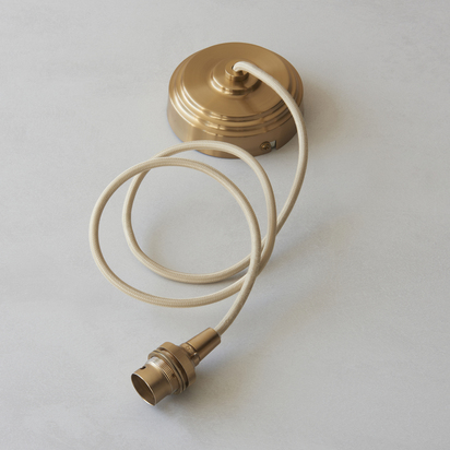 Aftonview Cable Set Pendant light Brushed aged brass plate & natural braided flex