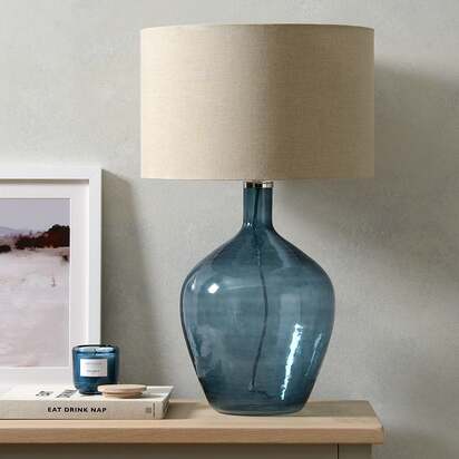 Elliot Glass Table Lamp Blue - Home Accessories - The Cotswold Company