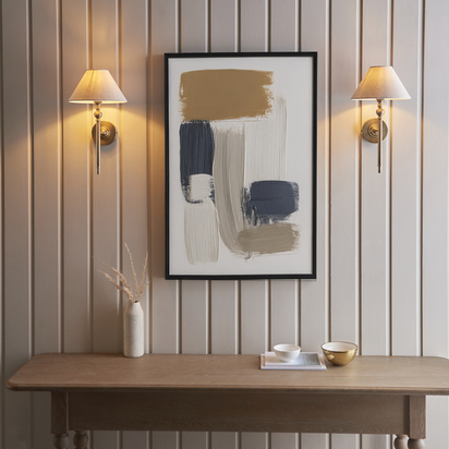Brackenham Wall Wall light Antique brass plate & natural faux linen