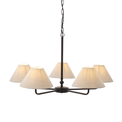 Brackenham 5lt Pendant Pendant light Matt black & natural faux linen