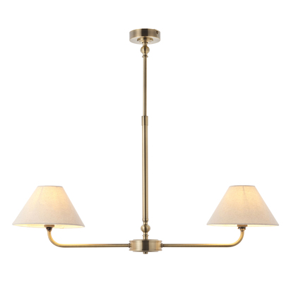 Brackenham 2lt Linear Pendant Pendant light Antique brass plate & natural faux linen