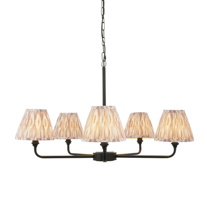 Brackenton 5lt Pendant Pendant light Matt black & neutral print fabric