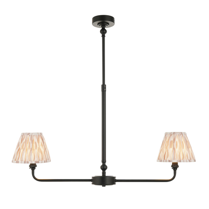 Brackenton 2lt Linear Pendant Pendant light Matt black & neutral print fabric