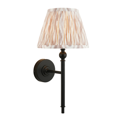 Brackenbury Wall Wall light Matt black & neutral print fabric