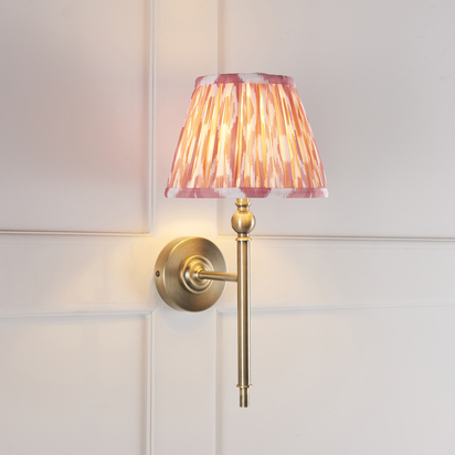 Brackenbury Wall Wall light Antique brass plate & coral pink fabric