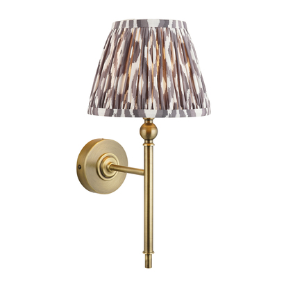 Brackenbury Wall Wall light Antique brass plate & pearl grey fabric