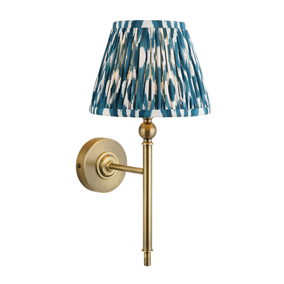 Brackenbury Wall Wall light Antique brass plate & marlin blue fabric