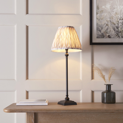 Brackenfield Table Table light Matt black & neutral print fabric