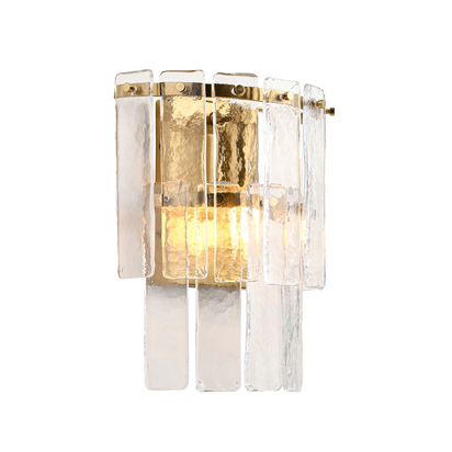Belbrook Wall Wall light Brushed aged brass plate & clear handmade textured glass