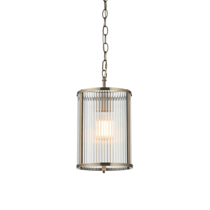 Brockcroft Pendant Pendant light Antique brass plate & clear ribbed glass