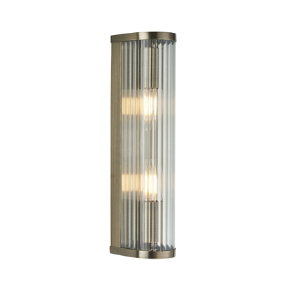 Brockcroft 2lt Wall Wall light Antique brass plate & clear ribbed glass