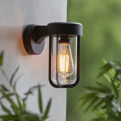 Brackendale Wall Wall light Textured black & clear glass
