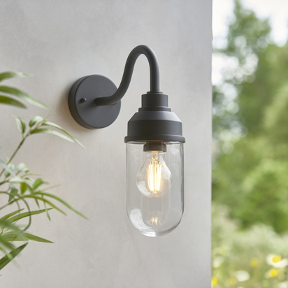 Camstead Wall Wall light Textured black & clear glass