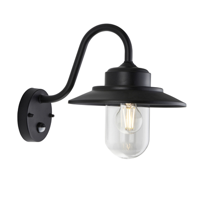Camford PIR Wall Wall light Matt black & clear glass