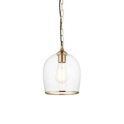 Brighton Pendant Pendant light Brushed aged brass plate & clear glass