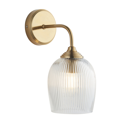 Brindle Wall Wall light Brushed aged brass plate & clear ribbed glass