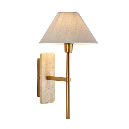 Ambervale Wall Wall light  Natural Travertine & vintage brass with natural linen