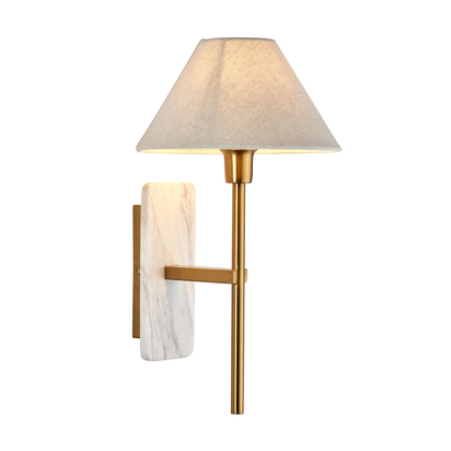 Ambervale Wall Wall light White volakas marble & vintage brass with natural linen