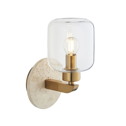 Camhurst Wall Wall light Natural travertine, vintage brass & clear glass