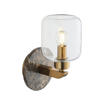 Camhurst Wall Wall light Dark brown Emperador marble, vintage brass & clear glass
