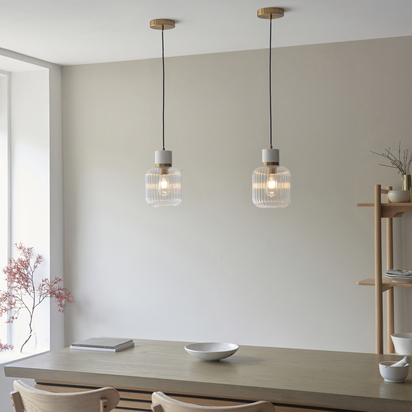 Camleigh Pendant Pendant light White volakas marble, vintage brass & clear ribbed glass