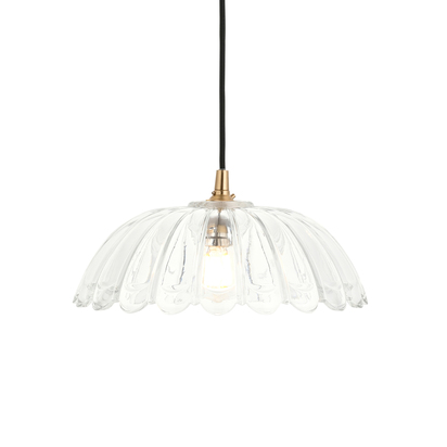 Aftonmont Pendant Pendant light Clear glass & brushed aged brass with black braided cable