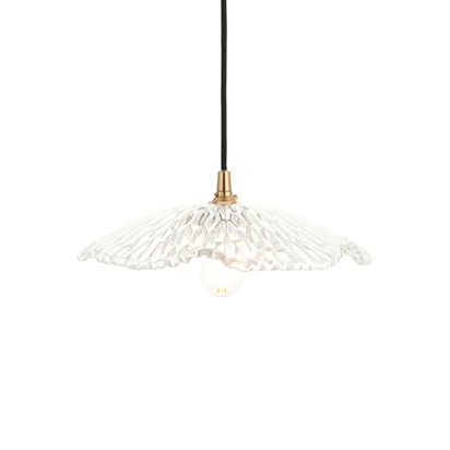 Amberford Pendant Pendant light Clear glass & brushed aged brass with black braided cable