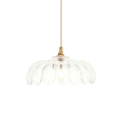 Aftonheath Pendant Pendant light Clear glass & brushed aged brass with natural braided cable