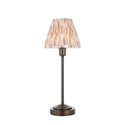 Brockheath Table Table light Antique bronze plate & neutral print fabric