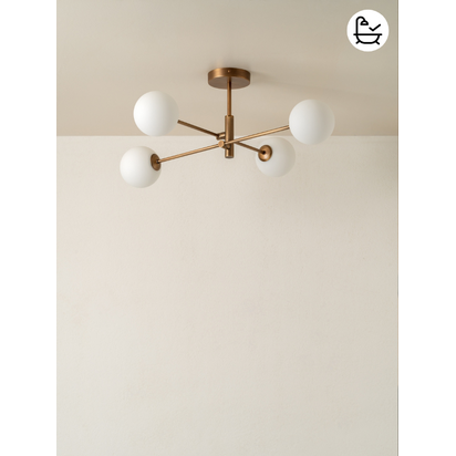 Chelso - 4 light aged brass and opal flush