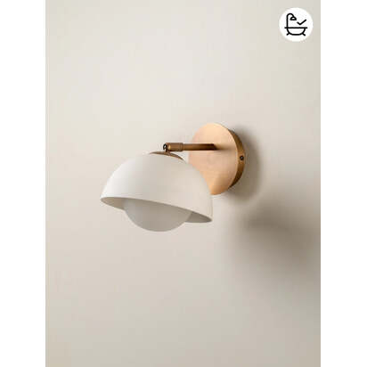 Porsa - 1 light aged brass and warm white porcelain wall light