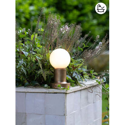 Porta - aged brass and opal rechargeable table lamp