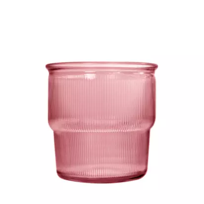Vidrios San Miguel Ribbed Glass Tumbler, 250ml, Pink Pink | H9 x W9 x D9cm
