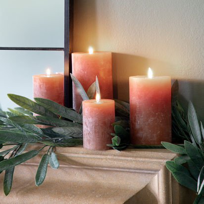 Studio Pillar Candle Rustic Amber (2pk) 70x70x95mm  - Small 2Pk