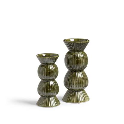 OKA | Katskhi Candle Holders Pair - Green | Candle Holder