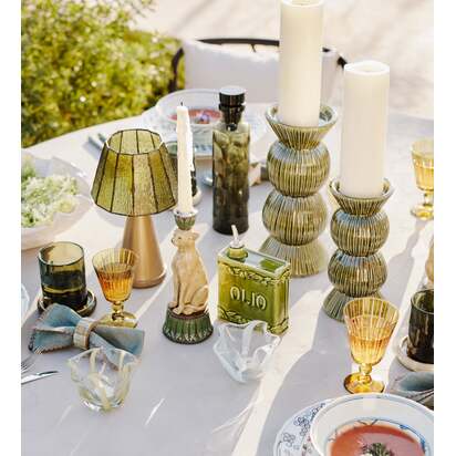 OKA | Katskhi Candle Holders Pair - Green | Candle Holder