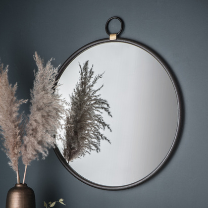 Hollingworth Black Round Mirror 610x700mm  - Large