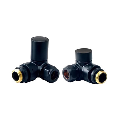 Toasty Matt Black Round Manual Valve - Corner