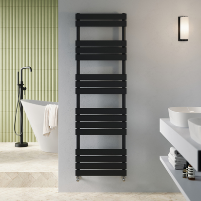 Toasty Hush Matt Black Flat Panel Heated Towel Rail - 1600 x 500mm