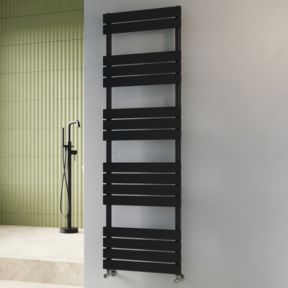 Toasty Hush Matt Black Flat Panel Heated Towel Rail - 1600 x 500mm