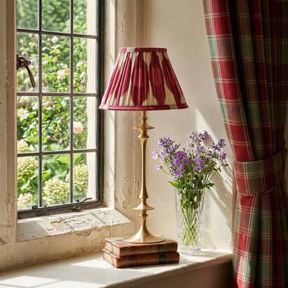 Spindle rechargeable table lamp in aged brass