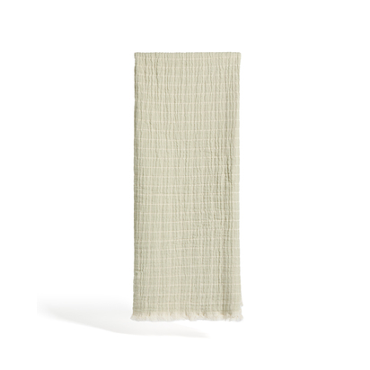 Tivaro 100% cotton jacquard blanket in light green check, double-sided 130 x 170 cm