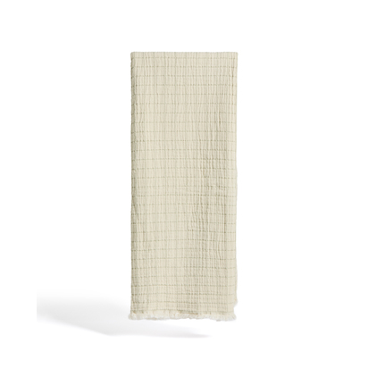 Tivaro 100% cotton jacquard blanket in light green check, double-sided 130 x 170 cm