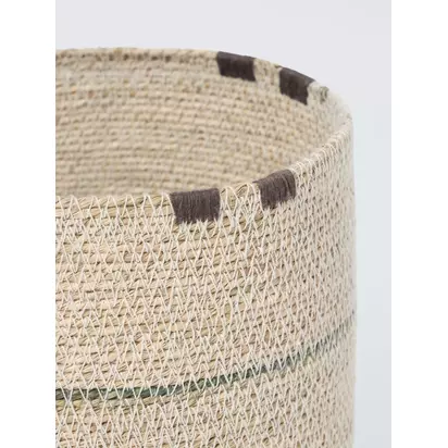 John Lewis Seagrass Stripe Basket, Small, Natural Natural | H21 x W23 x D23cm