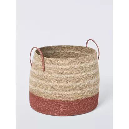 John Lewis Seagrass Basket with Handles, Medium, Auburn Auburn | H26.50 x W32 x D32cm