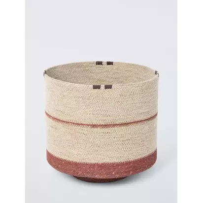 John Lewis Seagrass Stripe Basket, Large, Natural Natural | H30 x W32 x D32cm
