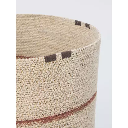 John Lewis Seagrass Stripe Basket, Large, Natural Natural | H30 x W32 x D32cm