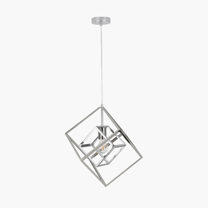 Alessio Shiny Nickel Metal Cube Pendant